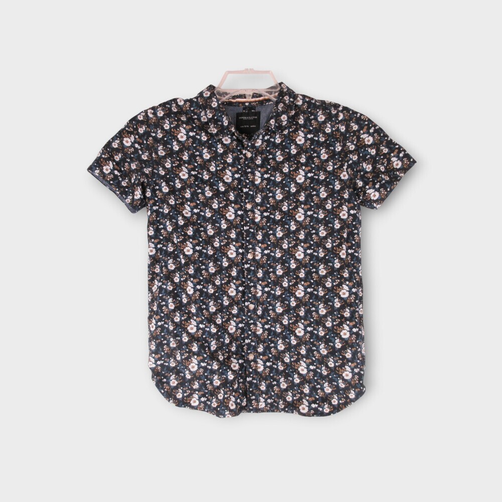 Denim & Flower Printed Button-Up Shirt Size 14 refined heritage cotton